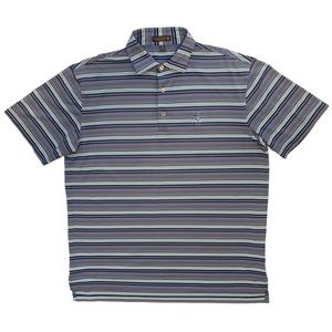 Peter Millar Striped Polo in Navy, Light Blue, White